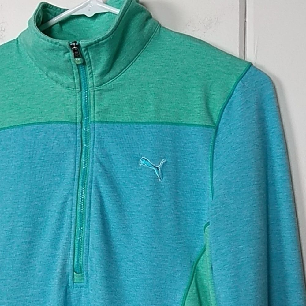Puma Golf Jacket‎ Dry Cell Green & Teal Golf 1/2 Zip, Size - Small - Picture 4 of 8
